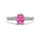 1 - Kiara 1.20 ctw Pink Sapphire Oval Shape (7x5 mm) Solitaire Plus accented Natural Diamond Engagement Ring 