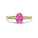 1 - Kiara 1.20 ctw Pink Sapphire Oval Shape (7x5 mm) Solitaire Plus accented Natural Diamond Engagement Ring 