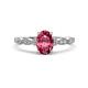 1 - Kiara 1.05 ctw Pink Tourmaline Oval Shape (7x5 mm) Solitaire Plus accented Natural Diamond Engagement Ring 