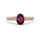 1 - Kiara 1.20 ctw Rhodolite Garnet Oval Shape (7x5 mm) Solitaire Plus accented Natural Diamond Engagement Ring 