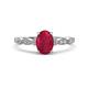 1 - Kiara 1.10 ctw Ruby Oval Shape (7x5 mm) Solitaire Plus accented Natural Diamond Engagement Ring 