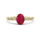 1 - Kiara 1.10 ctw Ruby Oval Shape (7x5 mm) Solitaire Plus accented Natural Diamond Engagement Ring 