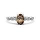 1 - Kiara 0.95 ctw Smoky Quartz Oval Shape (7x5 mm) Solitaire Plus accented Natural Diamond Engagement Ring 