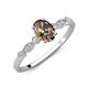 3 - Kiara 0.95 ctw Smoky Quartz Oval Shape (7x5 mm) Solitaire Plus accented Natural Diamond Engagement Ring 