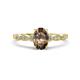 1 - Kiara 0.95 ctw Smoky Quartz Oval Shape (7x5 mm) Solitaire Plus accented Natural Diamond Engagement Ring 