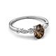 5 - Kiara 0.95 ctw Smoky Quartz Oval Shape (7x5 mm) Solitaire Plus accented Natural Diamond Engagement Ring 