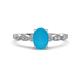 1 - Kiara 0.90 ctw Turquoise Oval Shape (7x5 mm) Solitaire Plus accented Natural Diamond Engagement Ring 