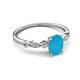5 - Kiara 0.90 ctw Turquoise Oval Shape (7x5 mm) Solitaire Plus accented Natural Diamond Engagement Ring 