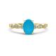 1 - Kiara 0.90 ctw Turquoise Oval Shape (7x5 mm) Solitaire Plus accented Natural Diamond Engagement Ring 