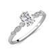 3 - Kiara 1.20 ctw White Sapphire Oval Shape (7x5 mm) Solitaire Plus accented Natural Diamond Engagement Ring 