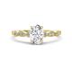 1 - Kiara 1.20 ctw White Sapphire Oval Shape (7x5 mm) Solitaire Plus accented Natural Diamond Engagement Ring 