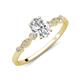 3 - Kiara 1.20 ctw White Sapphire Oval Shape (7x5 mm) Solitaire Plus accented Natural Diamond Engagement Ring 