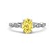 1 - Kiara 1.20 ctw Yellow Sapphire Oval Shape (7x5 mm) Solitaire Plus accented Natural Diamond Engagement Ring 