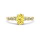 1 - Kiara 1.20 ctw Yellow Sapphire Oval Shape (7x5 mm) Solitaire Plus accented Natural Diamond Engagement Ring 