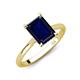 3 - Zaire 3.02 ctw Created Blue Sapphire Emerald Shape (9x7 mm) Hidden Halo accented Side Natural Diamond Engagement Ring 