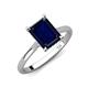 3 - Zaire 3.02 ctw Created Blue Sapphire Emerald Shape (9x7 mm) Hidden Halo accented Side Natural Diamond Engagement Ring 