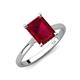 3 - Zaire 3.08 ctw Created Ruby Emerald Shape (9x7 mm) Hidden Halo accented Side Natural Diamond Engagement Ring 