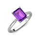 3 - Zaire 2.37 ctw Amethyst Emerald Shape (9x7 mm) Hidden Halo accented Side Natural Diamond Engagement Ring 