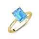 3 - Zaire 3.12 ctw Blue Topaz Emerald Shape (9x7 mm) Hidden Halo accented Side Natural Diamond Engagement Ring 