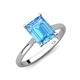 3 - Zaire 3.12 ctw Blue Topaz Emerald Shape (9x7 mm) Hidden Halo accented Side Natural Diamond Engagement Ring 