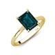 3 - Zaire 3.12 ctw London Blue Topaz Emerald Shape (9x7 mm) Hidden Halo accented Side Natural Diamond Engagement Ring 