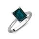 3 - Zaire 3.12 ctw London Blue Topaz Emerald Shape (9x7 mm) Hidden Halo accented Side Natural Diamond Engagement Ring 