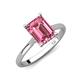 3 - Zaire 2.97 ctw Pink Tourmaline Emerald Shape (9x7 mm) Hidden Halo accented Side Natural Diamond Engagement Ring 