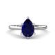 1 - Zaire 1.73 ctw Created Blue Sapphire Pear Shape (9x6 mm) Hidden Halo accented Side Natural Diamond Engagement Ring 