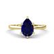 1 - Zaire 1.73 ctw Created Blue Sapphire Pear Shape (9x6 mm) Hidden Halo accented Side Natural Diamond Engagement Ring 