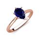 3 - Zaire 1.73 ctw Created Blue Sapphire Pear Shape (9x6 mm) Hidden Halo accented Side Natural Diamond Engagement Ring 