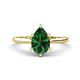 1 - Zaire 1.20 ctw Created Emerald Pear Shape (9x6 mm) Hidden Halo accented Side Natural Diamond Engagement Ring 