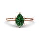 1 - Zaire 1.20 ctw Created Emerald Pear Shape (9x6 mm) Hidden Halo accented Side Natural Diamond Engagement Ring 