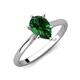 3 - Zaire 1.20 ctw Created Emerald Pear Shape (9x6 mm) Hidden Halo accented Side Natural Diamond Engagement Ring 