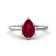 1 - Zaire 1.73 ctw Created Ruby Pear Shape (9x6 mm) Hidden Halo accented Side Natural Diamond Engagement Ring 