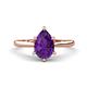 1 - Zaire 1.25 ctw Amethyst Pear Shape (9x6 mm) Hidden Halo accented Side Natural Diamond Engagement Ring 