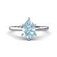 1 - Zaire 1.30 ctw Aquamarine Pear Shape (9x6 mm) Hidden Halo accented Side Natural Diamond Engagement Ring 