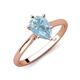 3 - Zaire 1.30 ctw Aquamarine Pear Shape (9x6 mm) Hidden Halo accented Side Natural Diamond Engagement Ring 