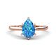 1 - Zaire 1.75 ctw Blue Topaz Pear Shape (9x6 mm) Hidden Halo accented Side Natural Diamond Engagement Ring 