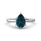 1 - Zaire 1.75 ctw London Blue Topaz Pear Shape (9x6 mm) Hidden Halo accented Side Natural Diamond Engagement Ring 