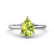 1 - Zaire 1.60 ctw Peridot Pear Shape (9x6 mm) Hidden Halo accented Side Natural Diamond Engagement Ring 