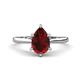 1 - Zaire 1.70 ctw Red Garnet Pear Shape (9x6 mm) Hidden Halo accented Side Natural Diamond Engagement Ring 