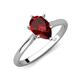 3 - Zaire 1.70 ctw Red Garnet Pear Shape (9x6 mm) Hidden Halo accented Side Natural Diamond Engagement Ring 