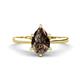 1 - Zaire 1.30 ctw Smoky Quartz Pear Shape (9x6 mm) Hidden Halo accented Side Natural Diamond Engagement Ring 