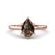 1 - Zaire 1.30 ctw Smoky Quartz Pear Shape (9x6 mm) Hidden Halo accented Side Natural Diamond Engagement Ring 