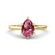 1 - Zaire 1.60 ctw Pink Tourmaline Pear Shape (9x6 mm) Hidden Halo accented Side Natural Diamond Engagement Ring 