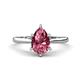 1 - Zaire 1.60 ctw Pink Tourmaline Pear Shape (9x6 mm) Hidden Halo accented Side Natural Diamond Engagement Ring 