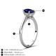 4 - Zaire 1.73 ctw Created Blue Sapphire Pear Shape (9x6 mm) Hidden Halo accented Side Natural Diamond Engagement Ring 