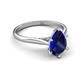 5 - Zaire 1.73 ctw Created Blue Sapphire Pear Shape (9x6 mm) Hidden Halo accented Side Natural Diamond Engagement Ring 