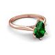 5 - Zaire 1.20 ctw Created Emerald Pear Shape (9x6 mm) Hidden Halo accented Side Natural Diamond Engagement Ring 