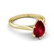 5 - Zaire 1.73 ctw Created Ruby Pear Shape (9x6 mm) Hidden Halo accented Side Natural Diamond Engagement Ring 